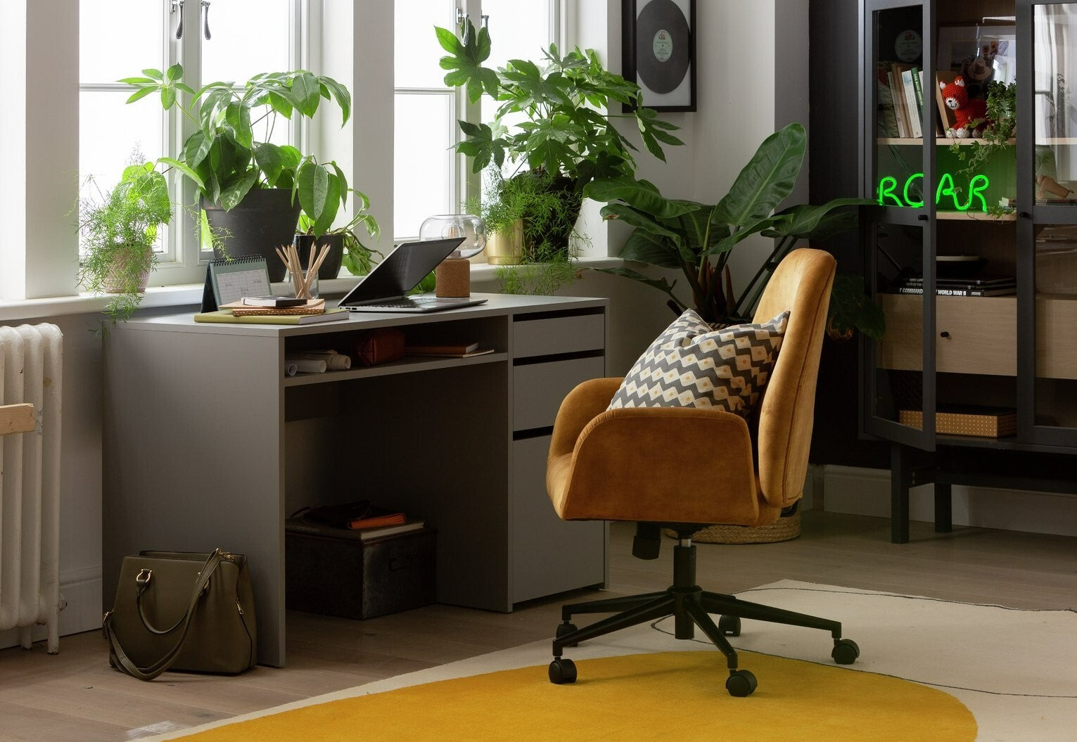 Home Pepper 2 Drawer Pedestal Office Desk - Grey