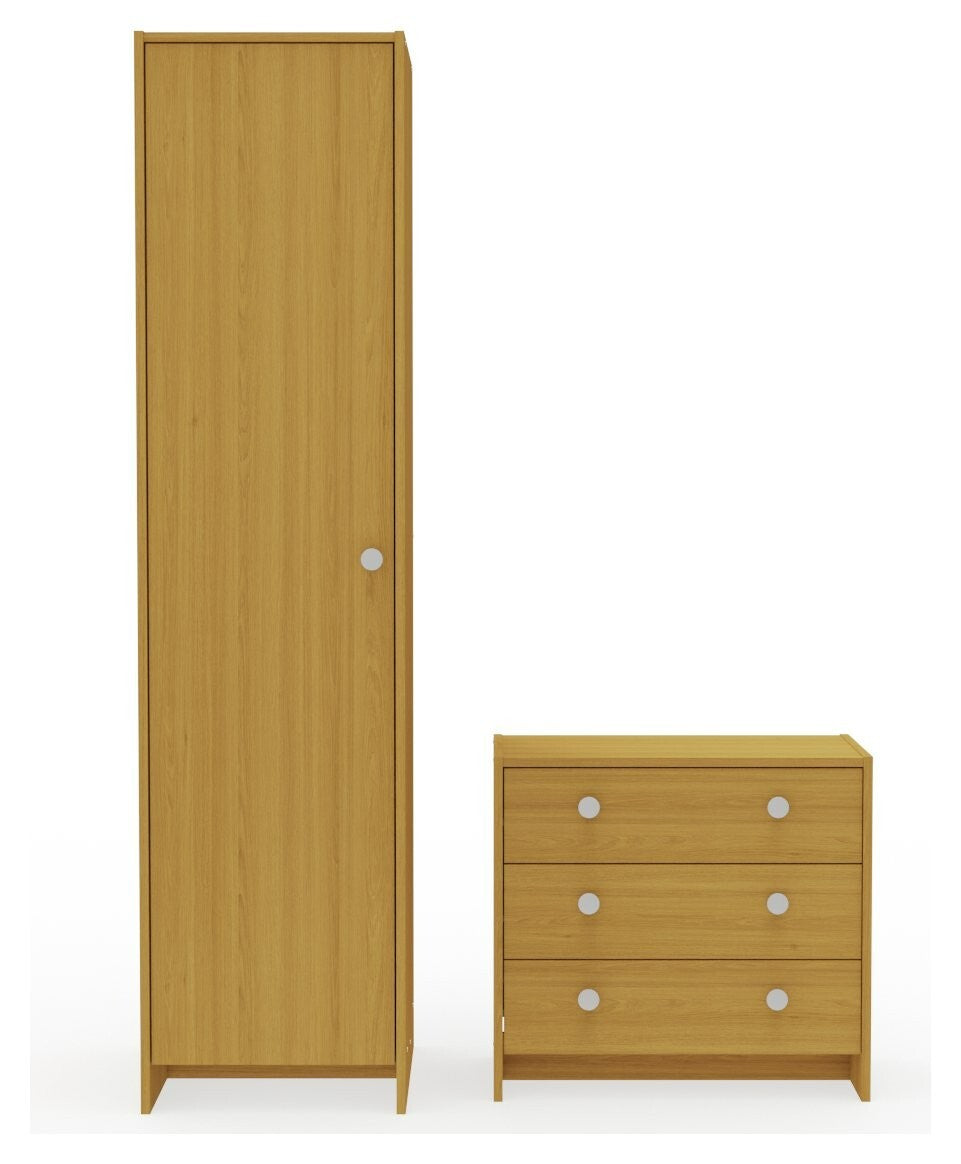 Seville 2 Piece 1 Door Wardrobe Set - Oak