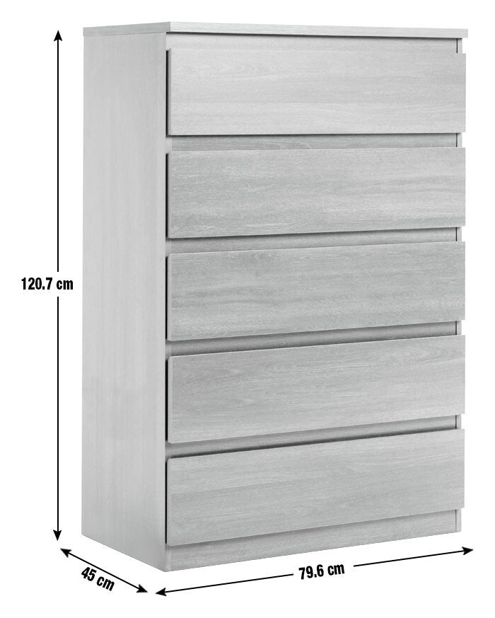 Habitat Jenson 5 Drawer Chest - Black Brown