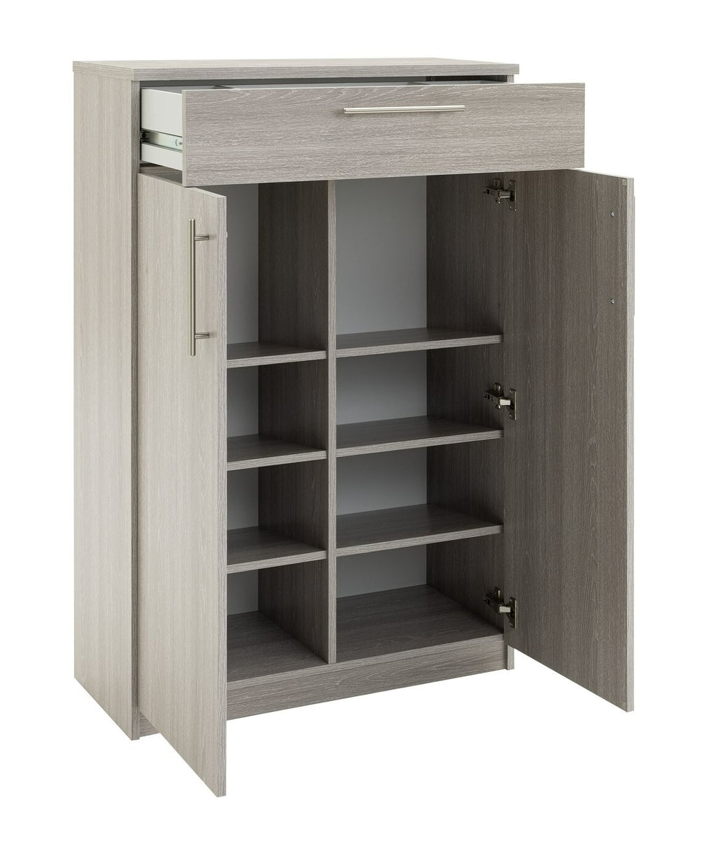 Brisbane 2 Door Shoe Storage Cabinet - Grey & Oak
