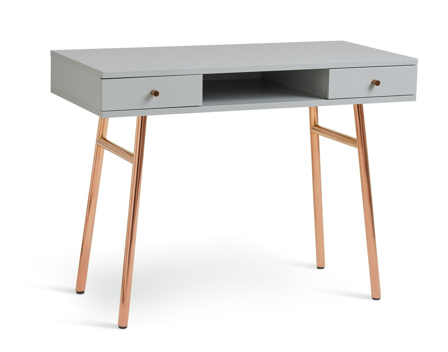 Valence 2 Drawer Office Desk - Grey & Rose Gold