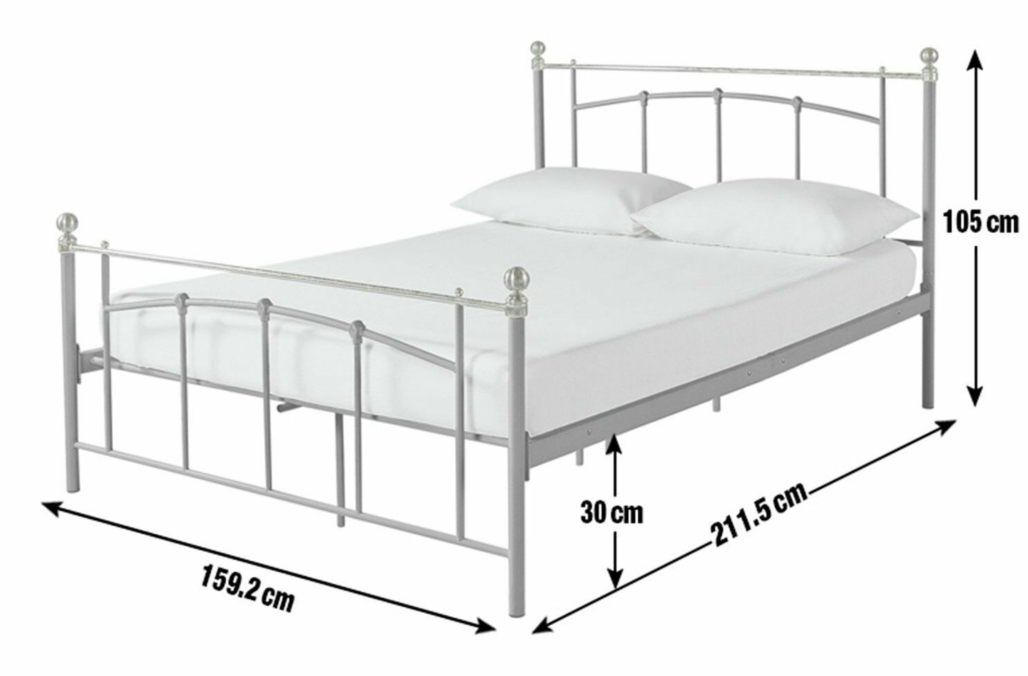 Yani Kingsize Metal Bed Frame - White With Kingsize 1000 Pocket Sprung Mattress