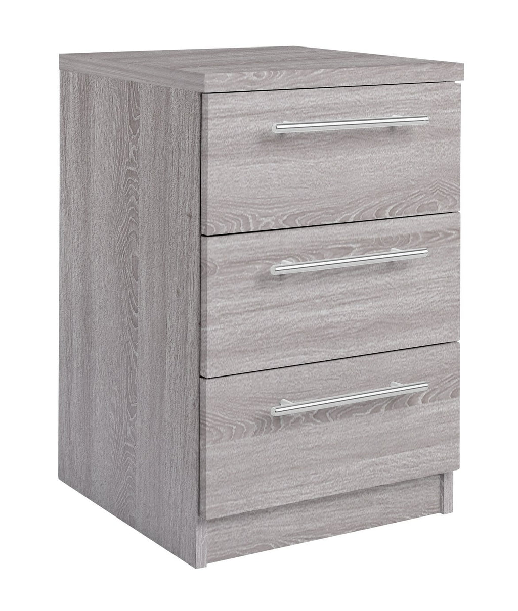Brisbane 3 Drawer Bedside â€“ Grey Oak