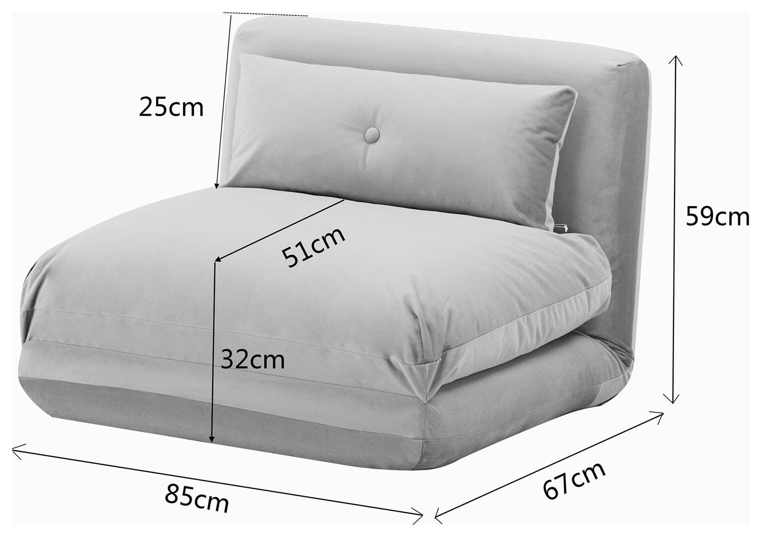 Lexi Single Fabric Chairbed - Red