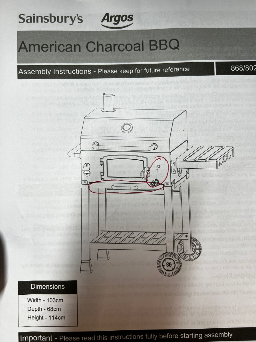 Trolley Charcoal BBQ ( B Grade 17472 )
