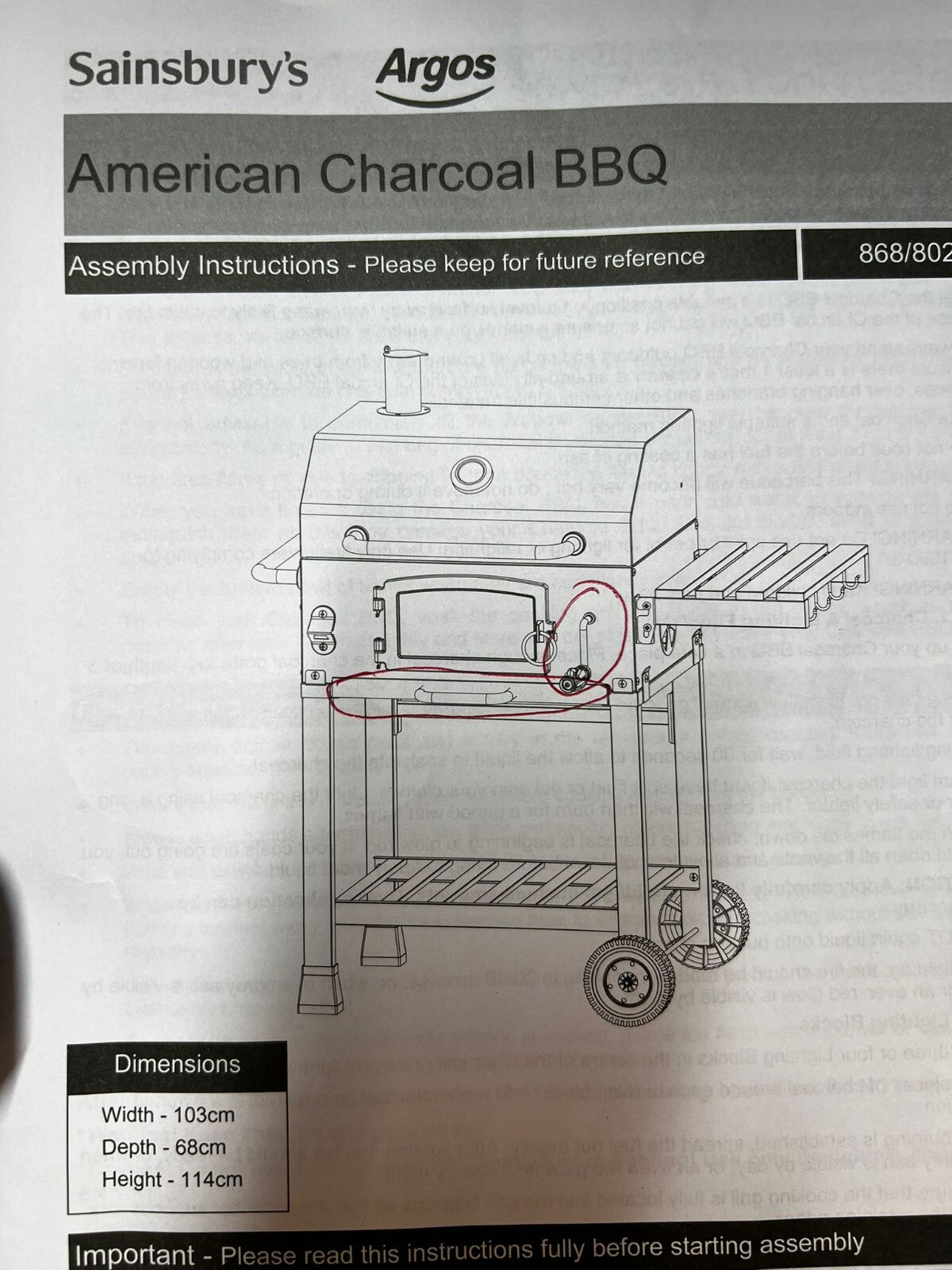 Trolley Charcoal BBQ ( B Grade 17472 )