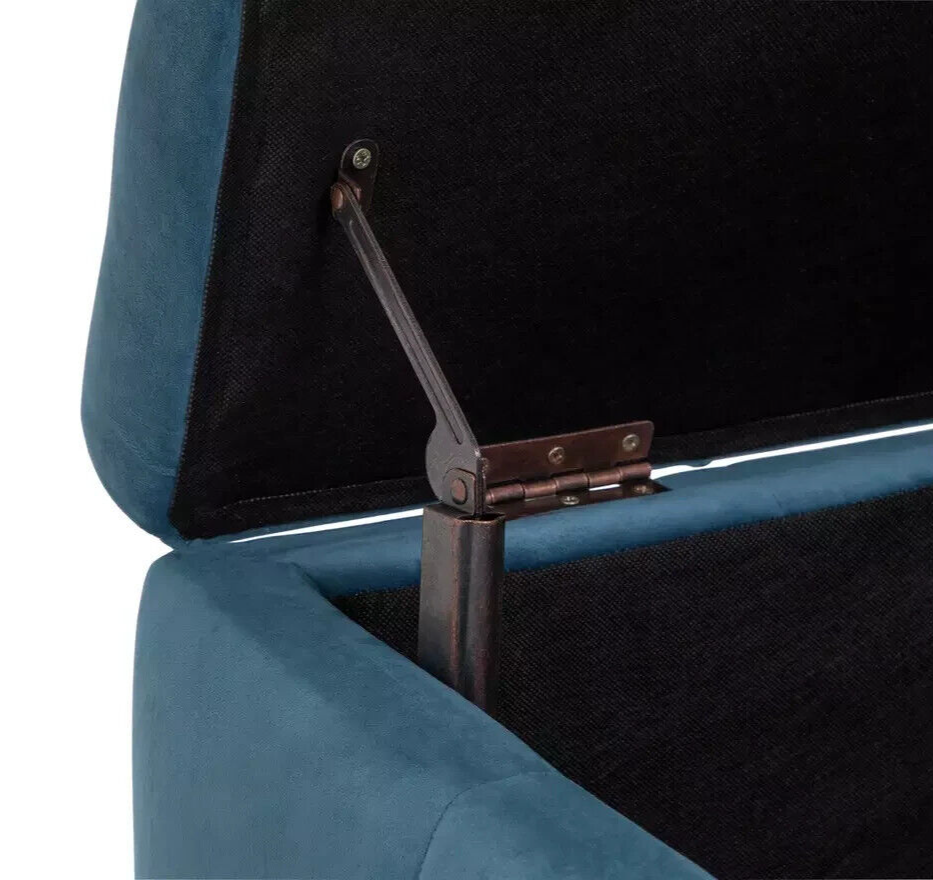 Habitat Maisie Large Storage Ottoman Box Velvet Blue | Bedroom Bench Upholstered
