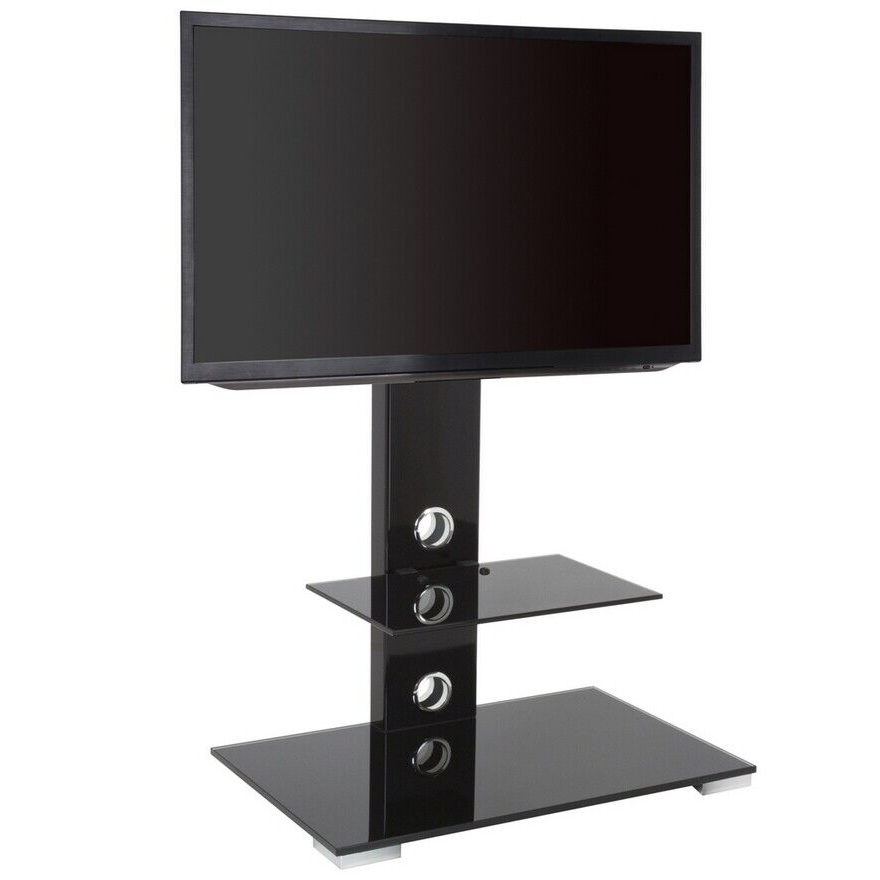 AVF TV Stand With Storage in Black - Up to 65 Inch TV Unit Glass - 70cm Wide