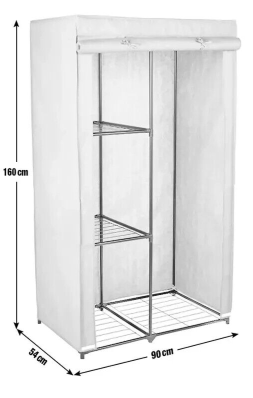 Home Covered Single Wardrobe with Storage Grey | Compact Closet Bedroom Hallway