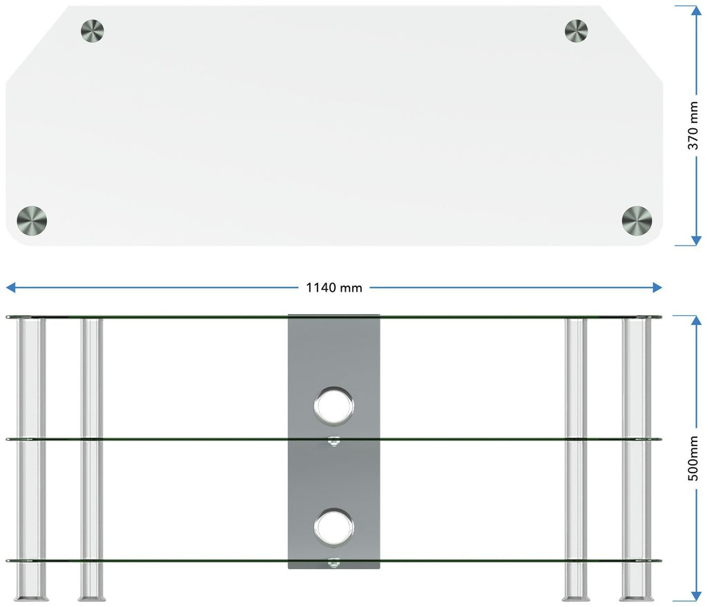 AVF Clear Glass Up to 55 Inch TV Stand - Silver