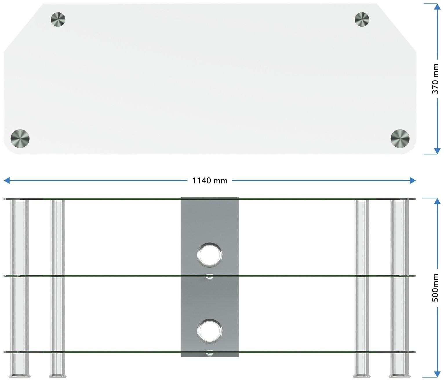 AVF Clear Glass Up to 55 Inch TV Stand - Silver