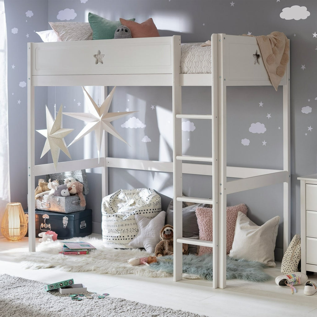 Stars High Sleeper Bed Frame - White | Children’s high bed frame