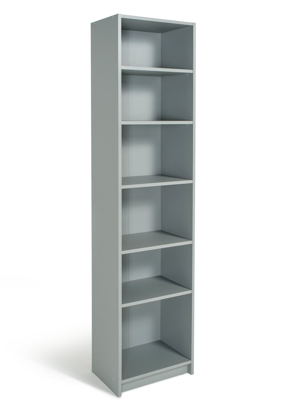 Maine Narrow 6 Shelf Bookcase - Shelving Storage Unit Display Cabinet - Grey