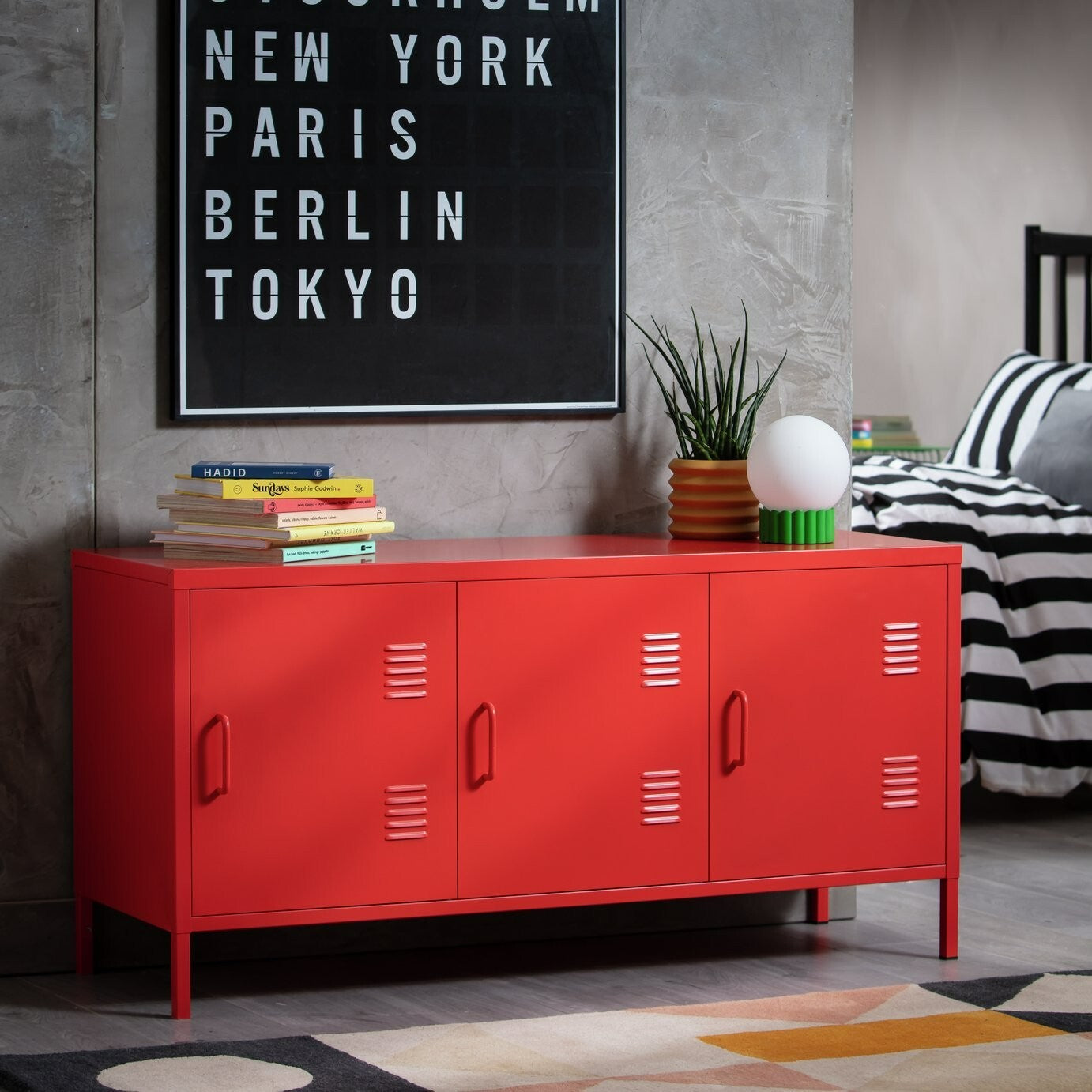 Habitat Stevie 3 Door Locker - Red
