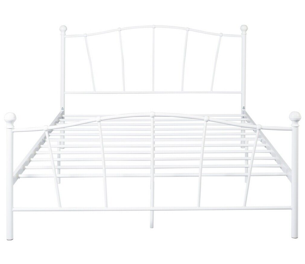 Fleur Small Double Metal Bed Frame - White | Bedroom Furniture for Teen or Guest