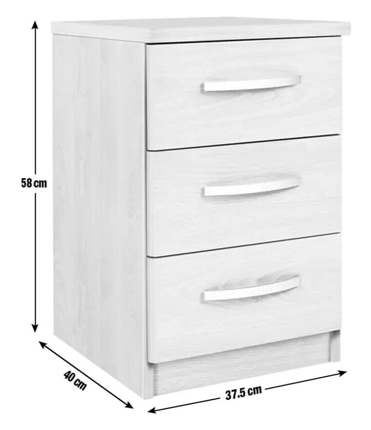 Hallingford 3 Drawer Bedside Table -White Gloss ( B grade 19046 )