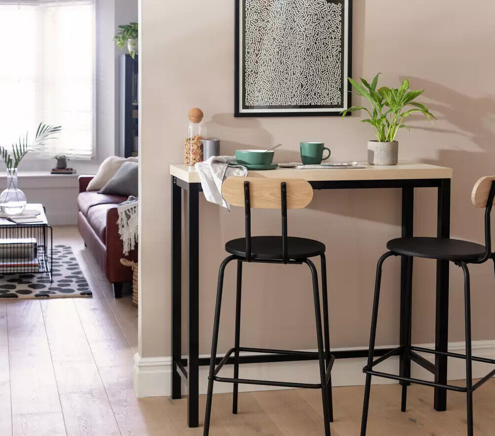 Habitat Zayn Metal 2 Seater Bar Table - Black & Birch ( B Grade 36563 )