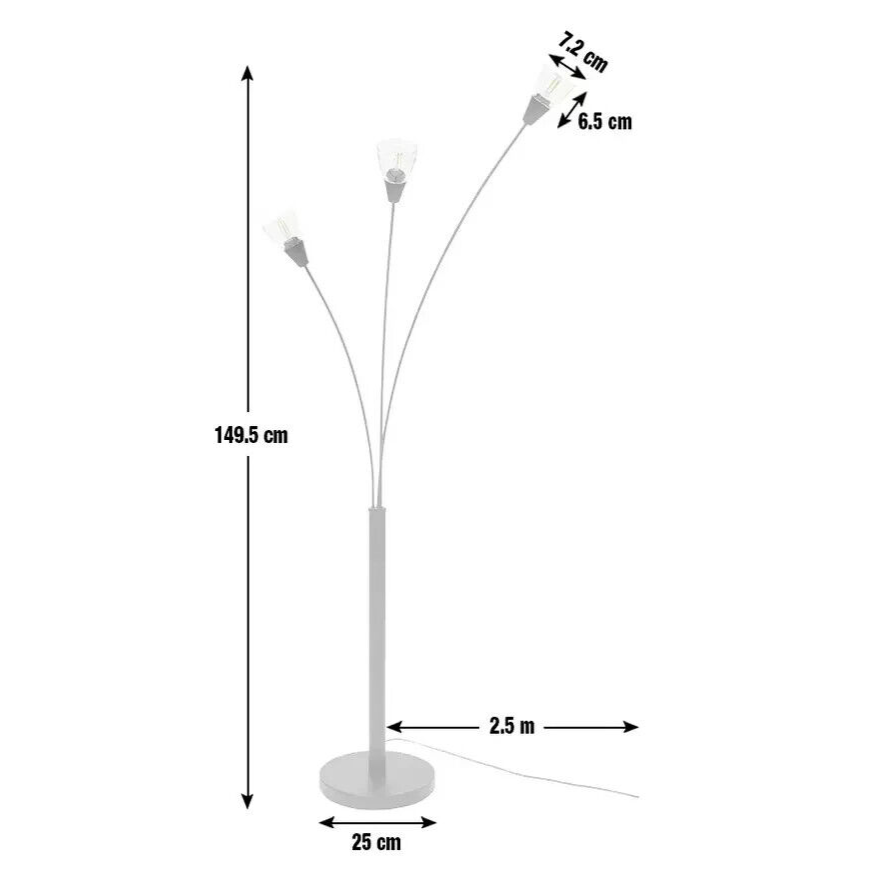 Curico 3 Light Floor Lamp - Matt Black