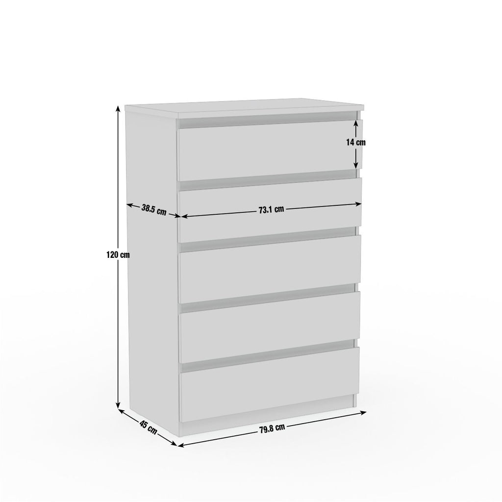 Home Jenson 5 Drawer Chest - Matte White