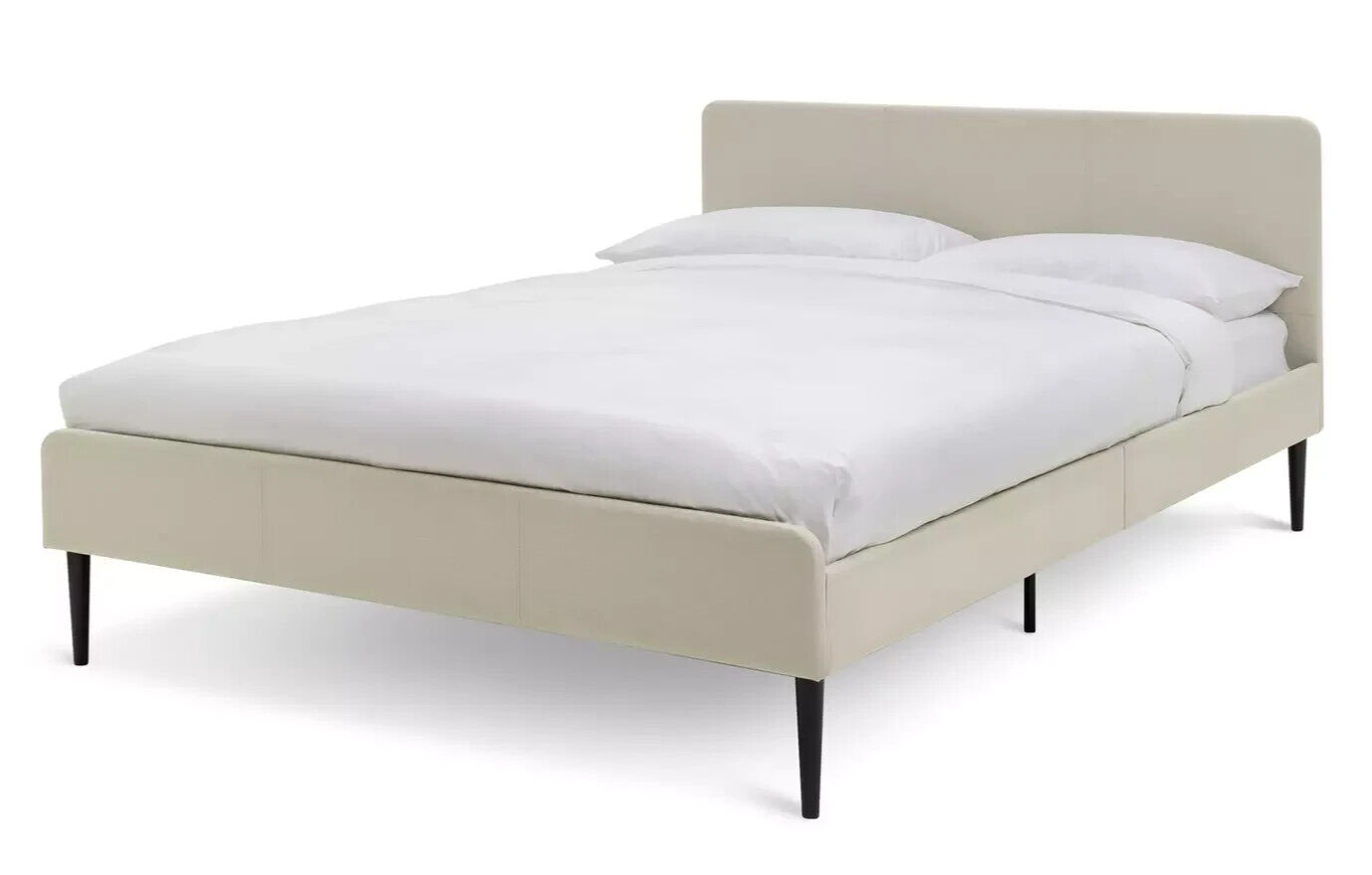 Home Kristopher Double Fabric Bed Frame - Cream | Cream Upholstered Bed Modern