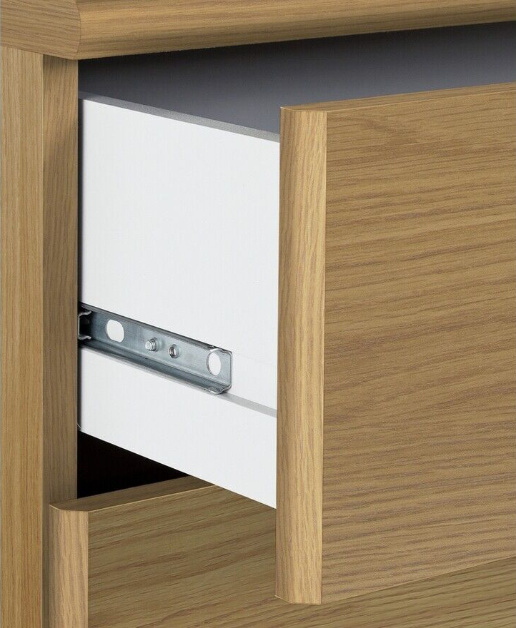 Normandy 4 Drawer Chest Oak Effect | Compact Bedroom Storage Unit with Metal Han