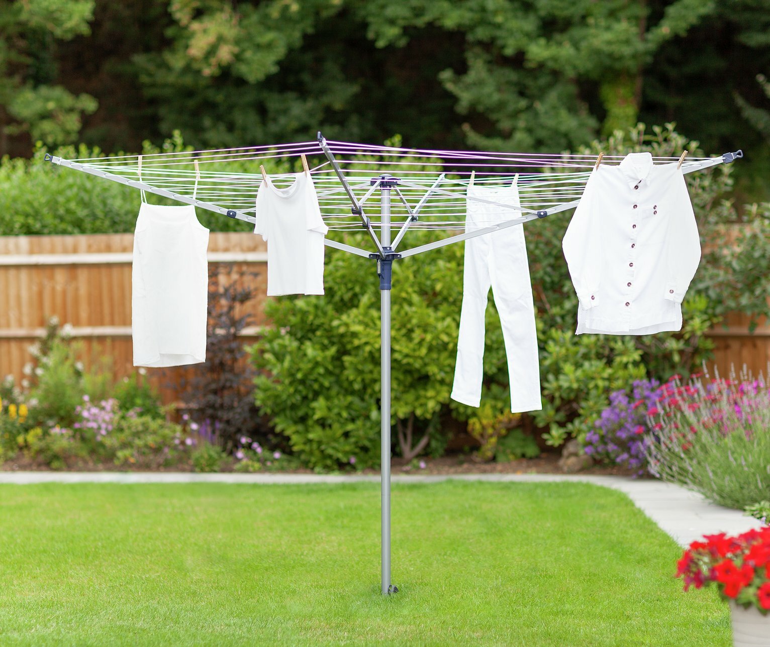 Home Lift & Click 60m 4 Arm Rotary Airer | Outdoor Rotary Washing Line