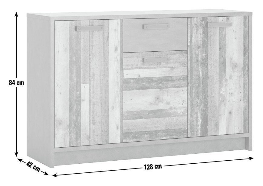 Nubi 3 Door 1 Drawer Chest - Wood Effect