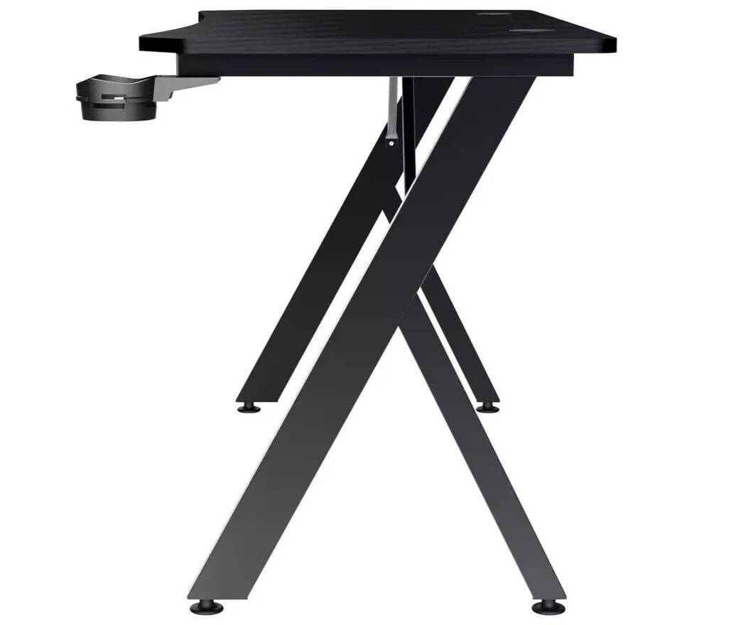 Trust GXT700 Omnius Gaming Desk - Black | Gaming Table Cup Holder Headset Hook