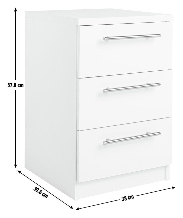 Brisbane 3 Drawer Bedside - Oak