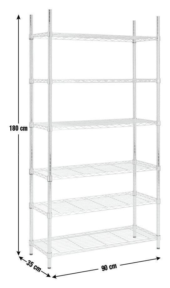 Home Metal 6 Tier Shelving Unit - Chrome