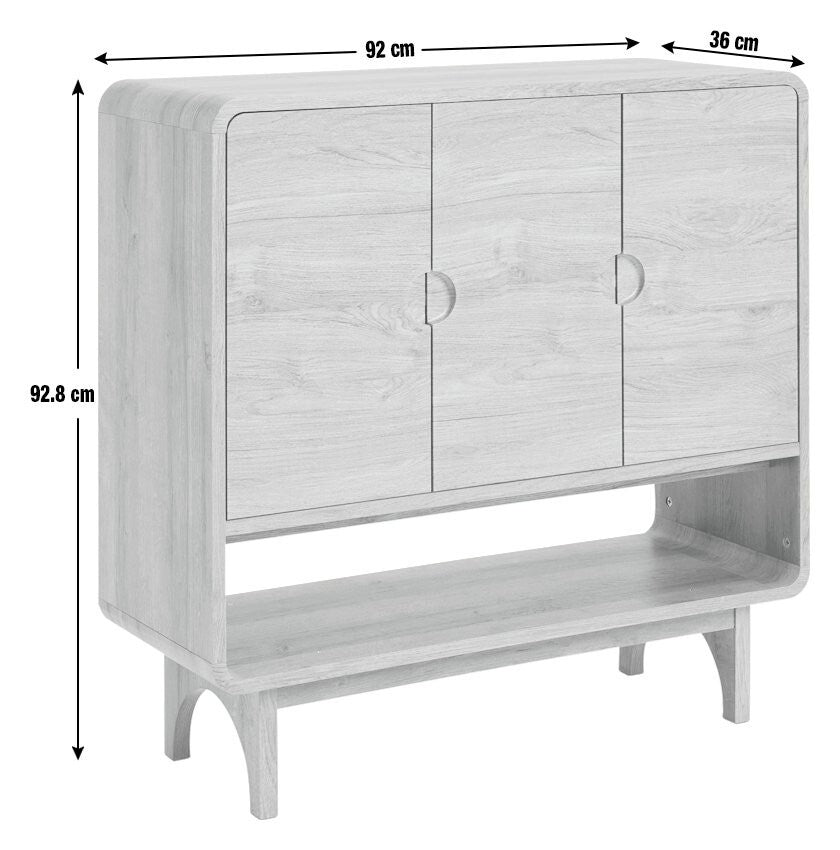 Habitat Nantes 3 Door Shoe Storage Cabinet - Oak | Oak Shoe Cupboard Hallway