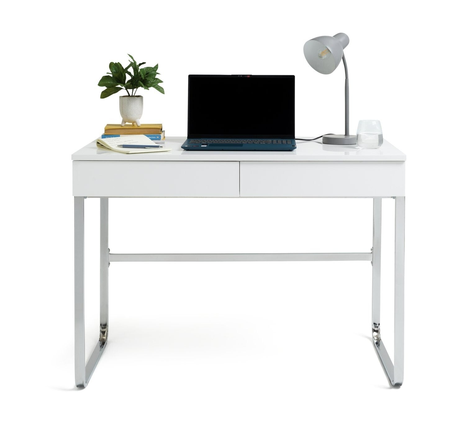 Habitat Sammy 2 Drawer Desk - White Gloss