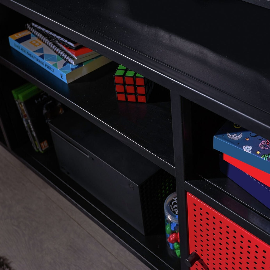 X Rocker Mesh-Tek 2 Door TV Unit - Black & Red