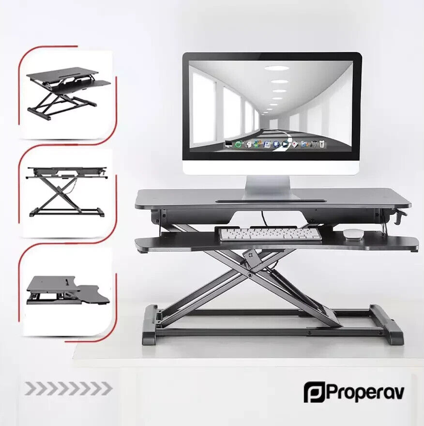 ProperAV Two-Tier Stand-Up Desk Workstation - Black ( B Grade 19232 )