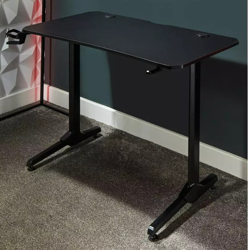 X Rocker Panther Gaming Desk Black | Sturdy Computer Desk with LED Lights Modern