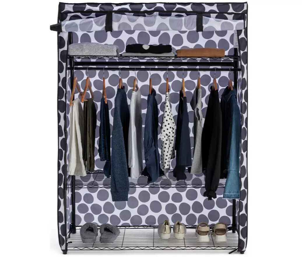 Sicilia Heavy Duty Storage Wardrobe - Black & White