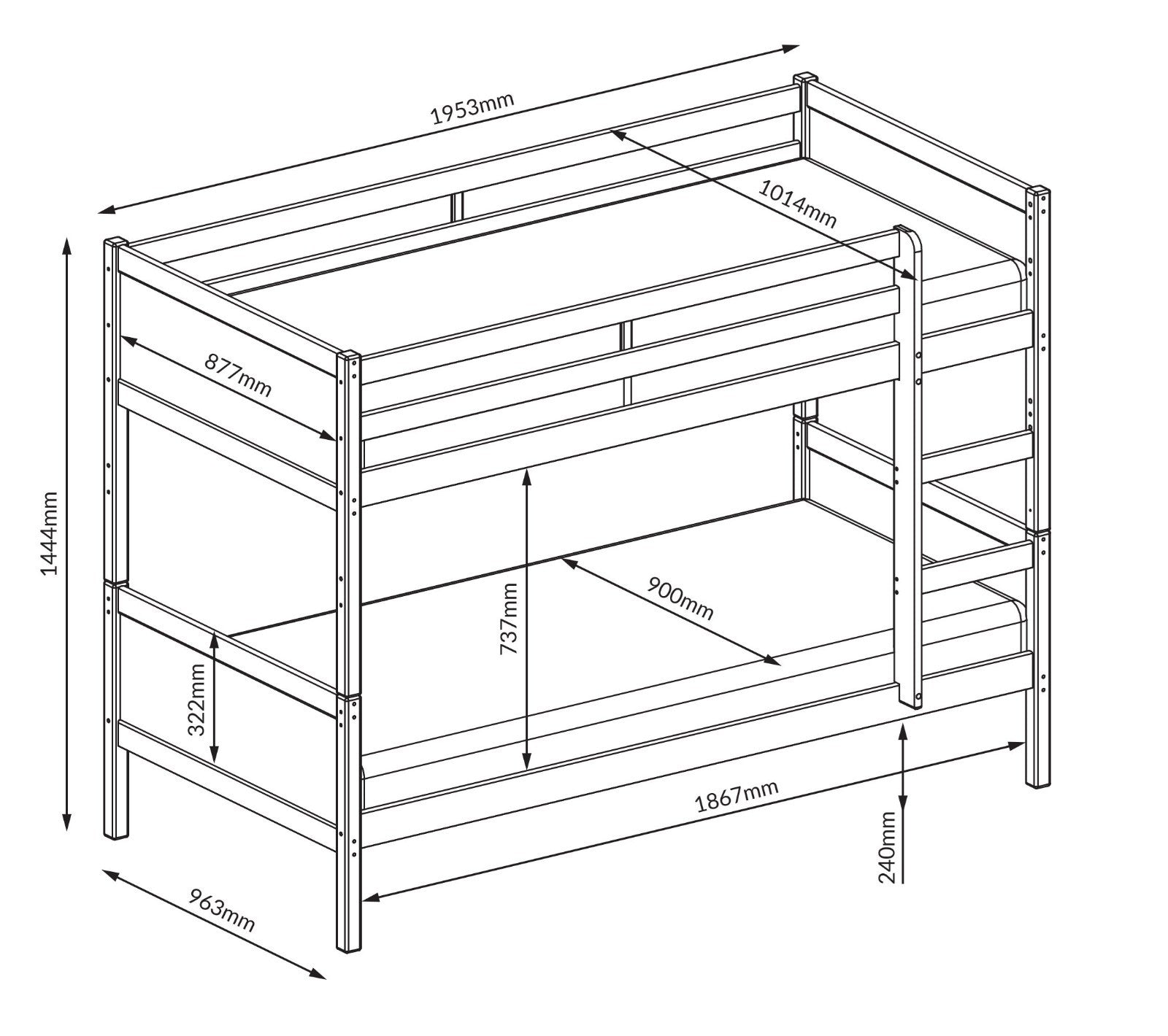 Detachable Bunk Bed-White | Convertible bunk bed