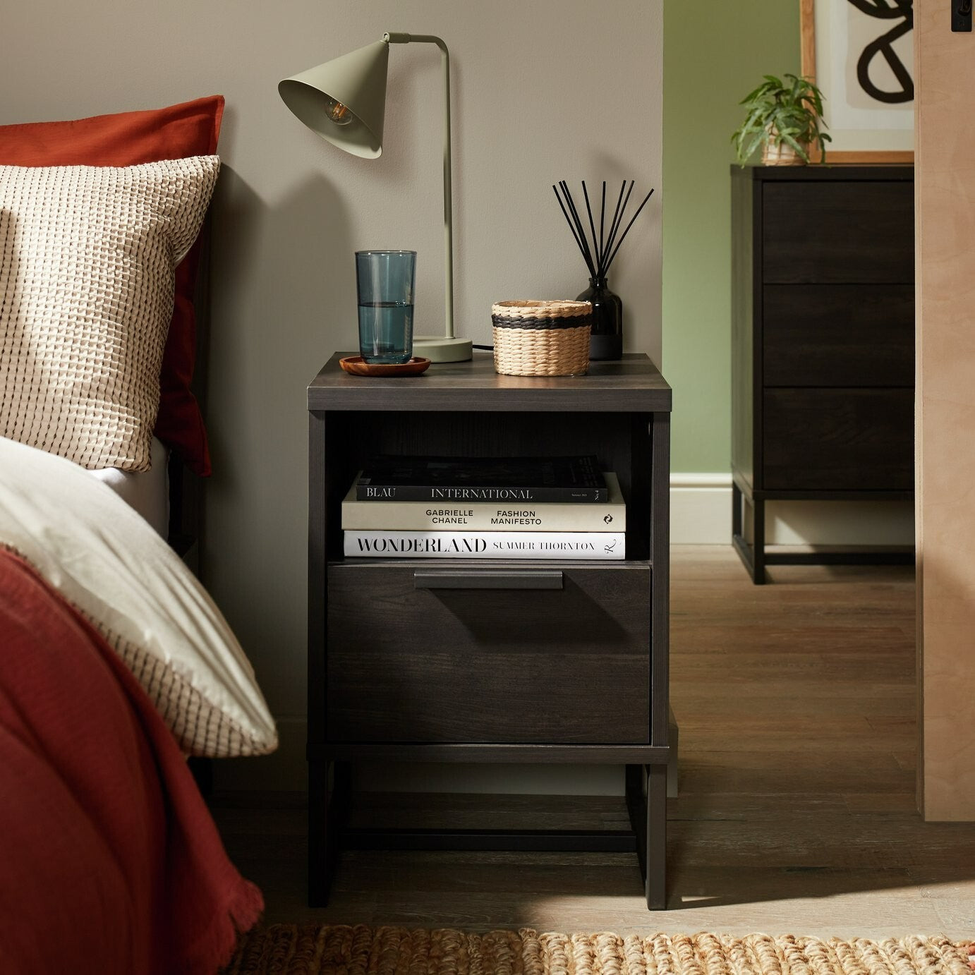 Nomad 1 Drawer Bedside Table - Black