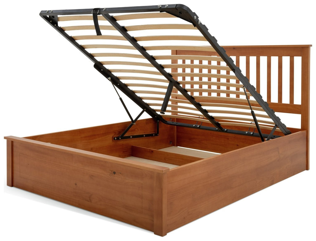 Home Aspley Kingsize Wooden Ottoman - Oak Stain | oak ottoman bed