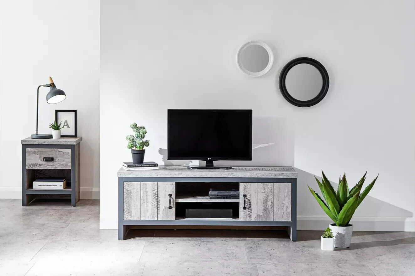 GFW Boston 2 Door TV Unit - Grey