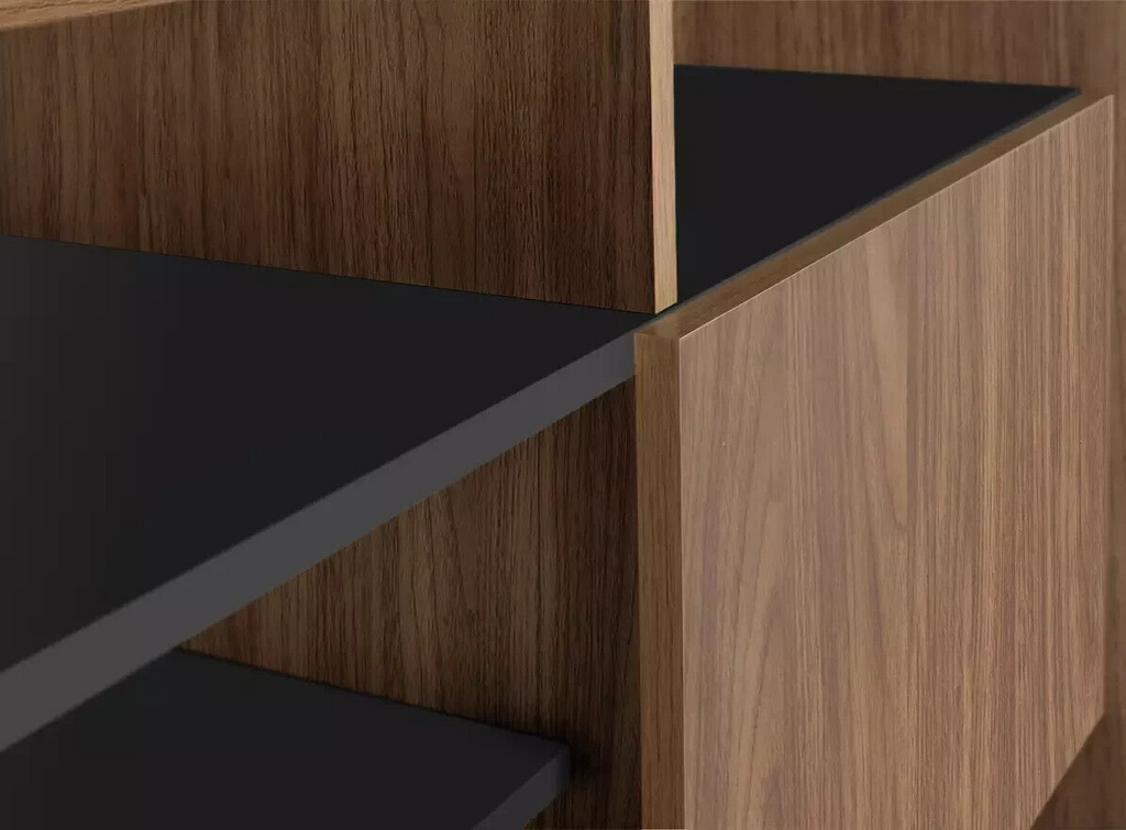 Habitat Turin 2 Door TV Unit - Black & Walnut Effect | Modern Stylish TV Stand