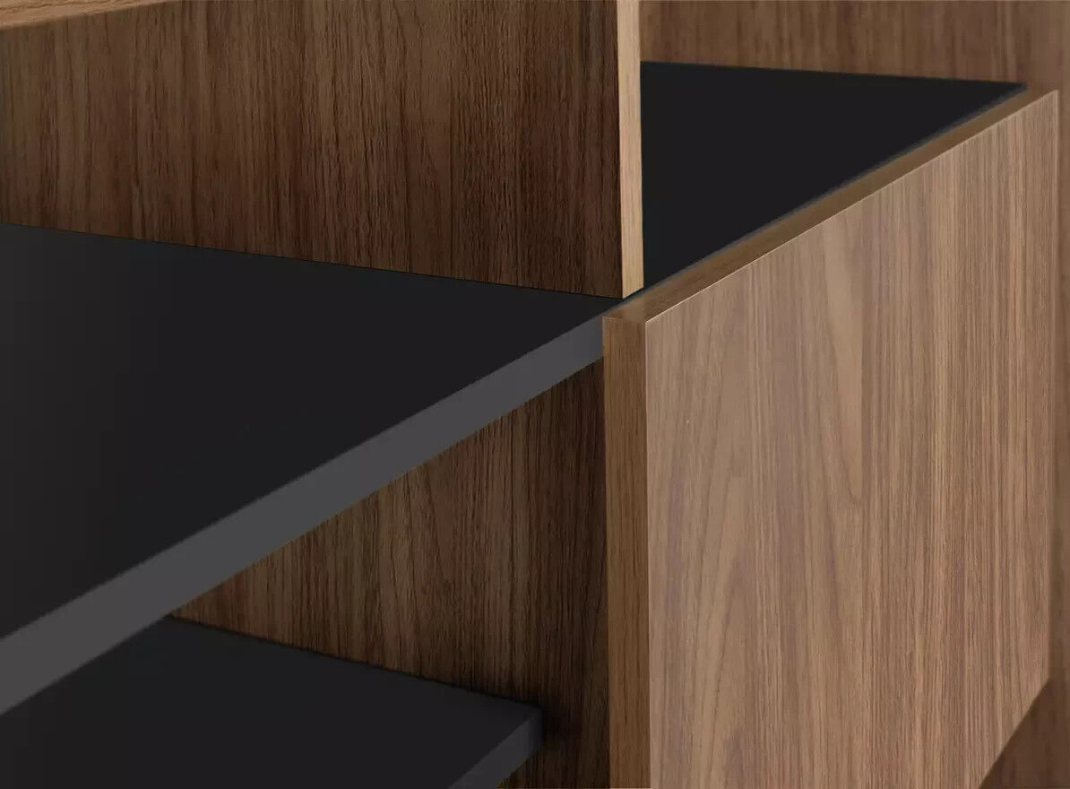 Habitat Turin 2 Door TV Unit - Black & Walnut Effect | Modern Stylish TV Stand