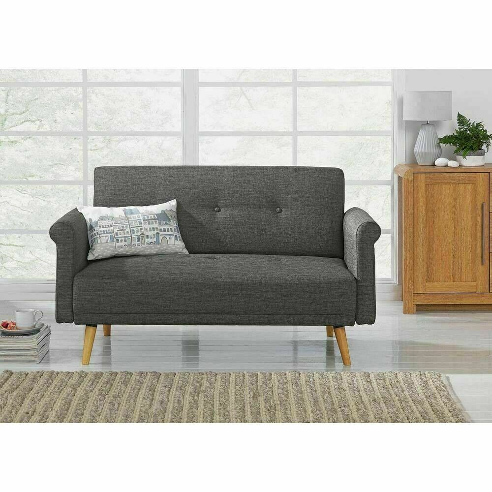 Habitat Evie 2 Seater Fabric Sofa in a Box - Charcoal| Compact Living Room Couch