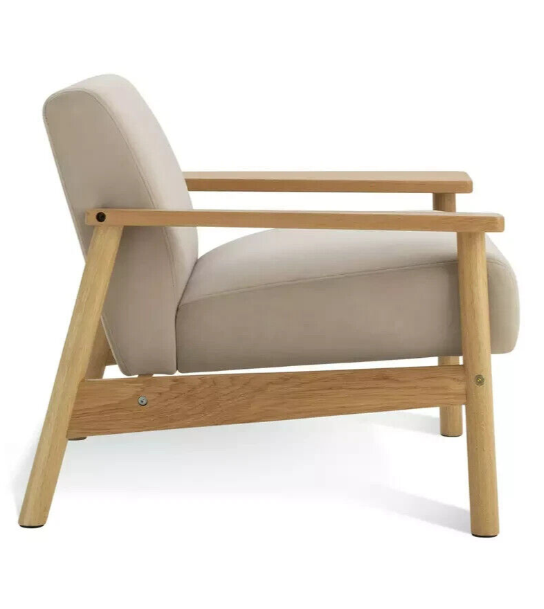 Habitat Dore Velvet Accent Chair Oak | Mid Century Lounge Chair Upholstered