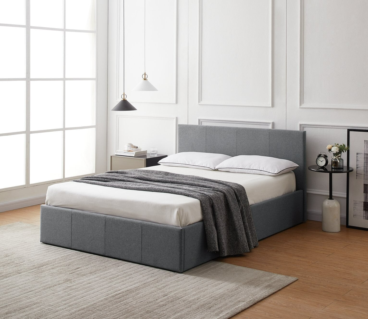 Heathdon Double End Lift Ottoman Bed - Grey