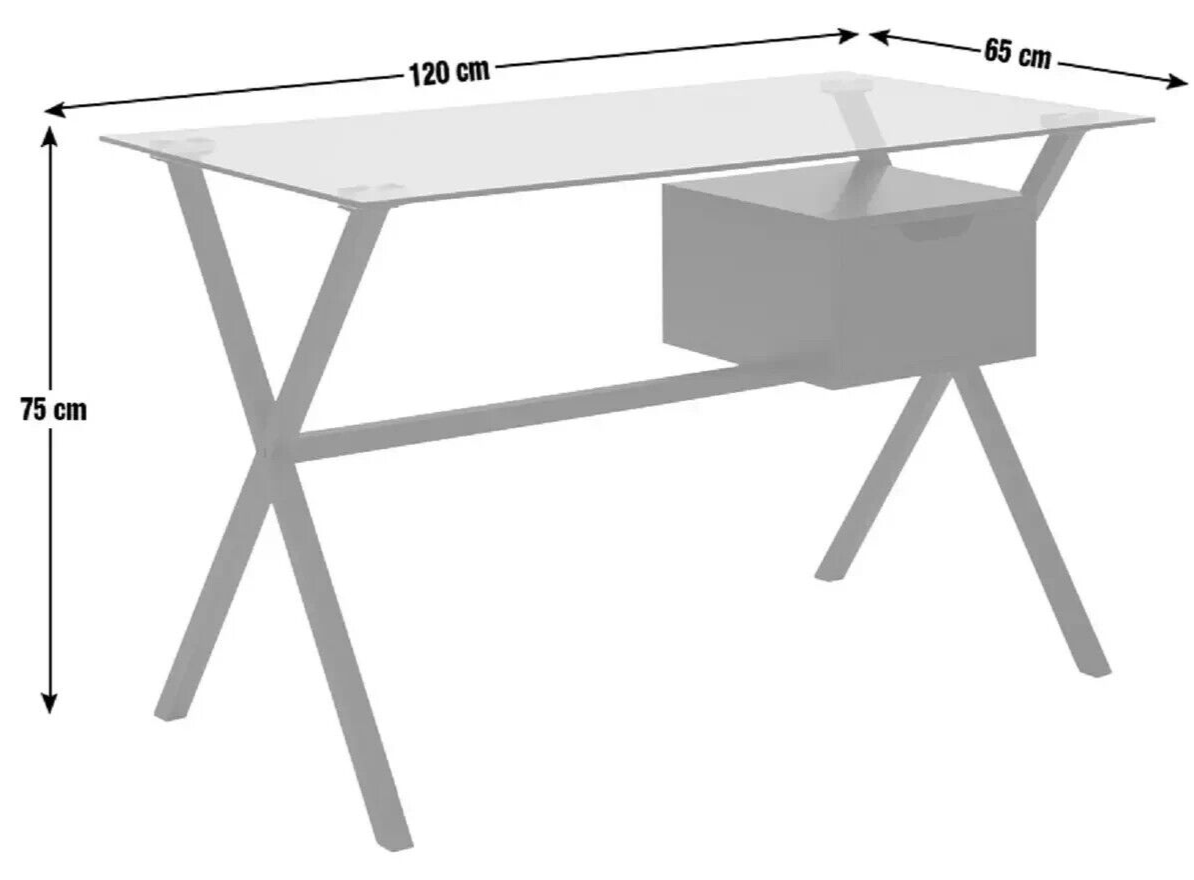 Habitat Dria 1 Drawer Glass Medium size Desk - Black