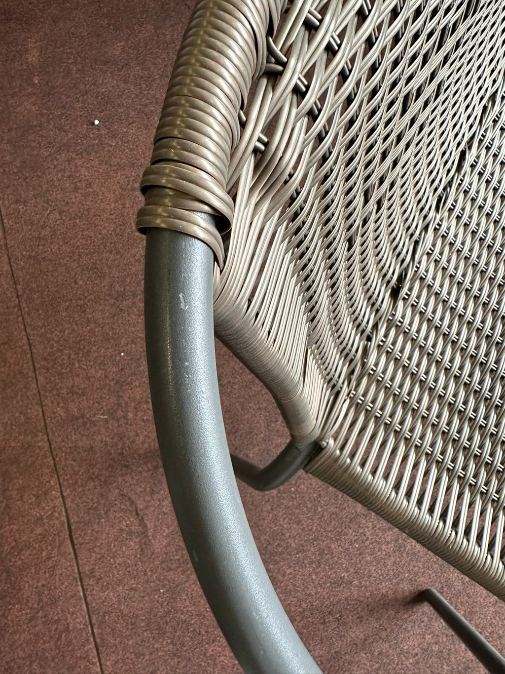 2 Seater Steel & Wicker Effect Garden Bench-Brown
