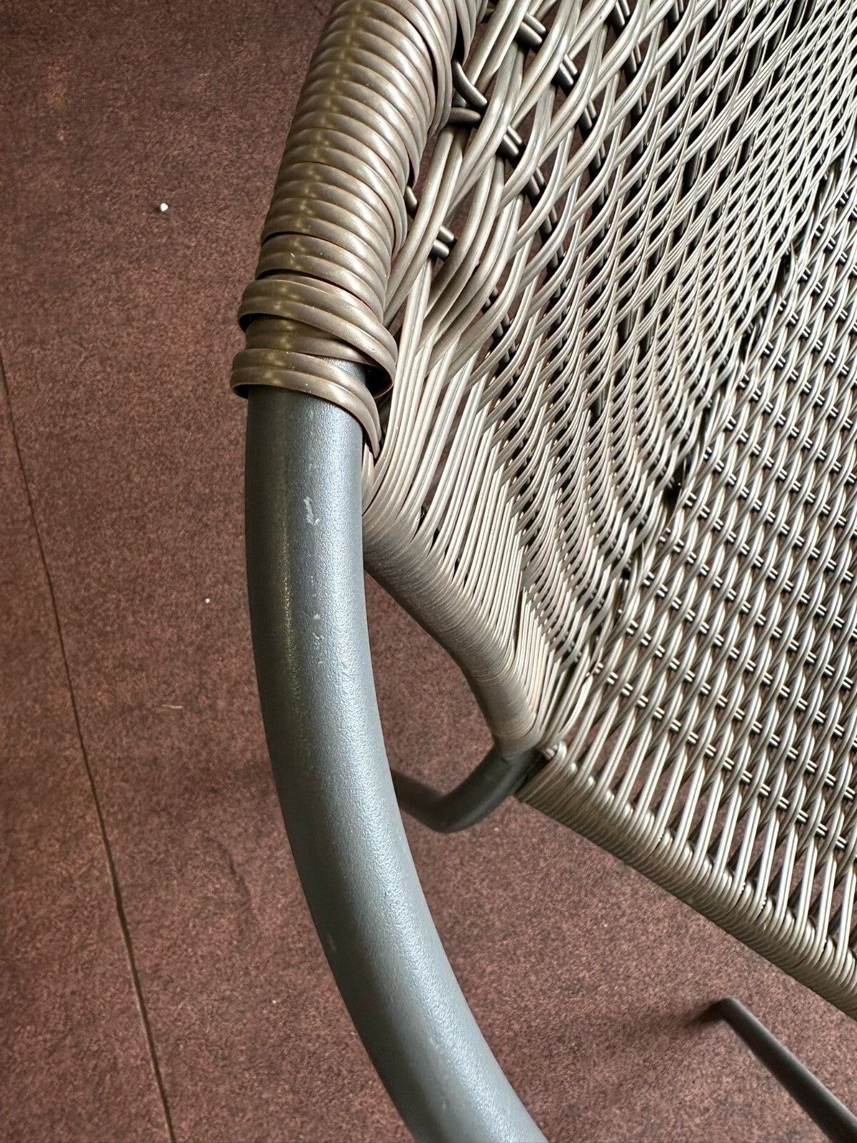 2 Seater Steel & Wicker Effect Garden Bench-Brown