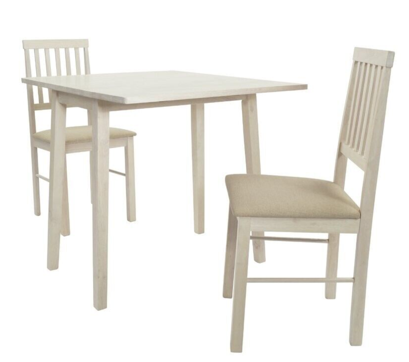 Kendal Wooden Extending Dining Table 2 Chairs Oak White Wash Effect for Kitchen