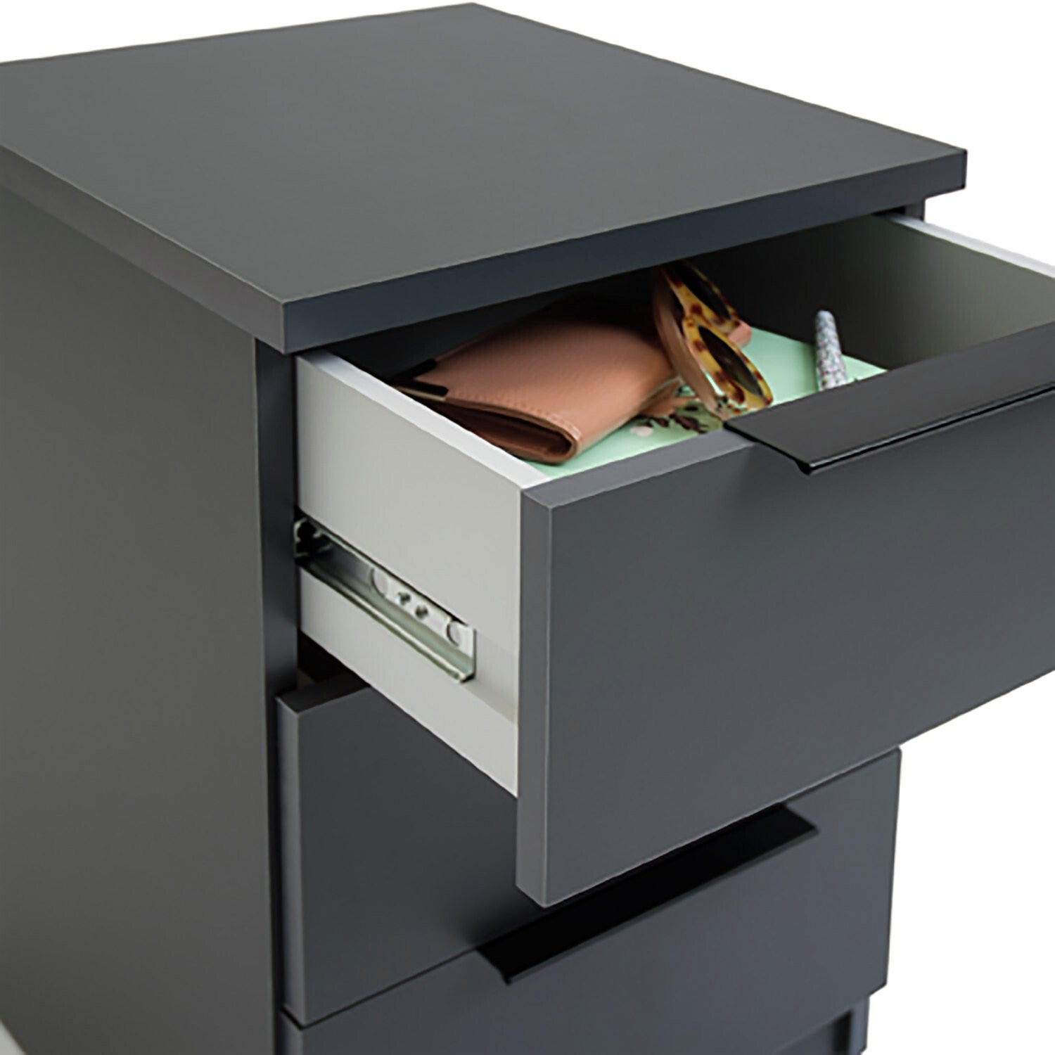 Hallingford 3 Drawer Bedside Table - Anthracite